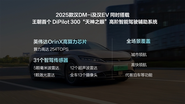 激光雷達(dá)+DiPilot 300天神之眼加持：比亞迪2025款漢智駕型開(kāi)啟交付